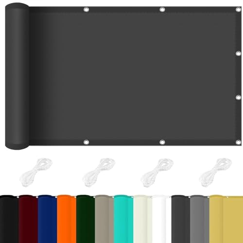 Toldo tipo vela de 6,5 x 7 m, 98 % de protección UV, tela de poliéster gris oscuro para patio, jardín, balcón, espacios al aire libre, solución duradera para exteriores