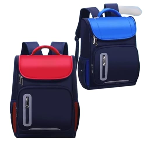 Mochila Escolar À Prova D'água Para Estudantes Ortopédica Ensino Fundamental(7077-Azul escuro)