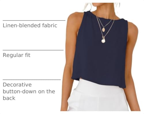Image of IDEALSANXUN Womens Linen Crop Tank Tops 2026 Spring Summer Sleeveless Tops