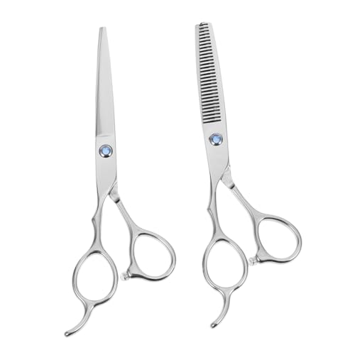 BAZEITFLOW 2 piezas Tijeras Peluquería Profesional para Zurdos de Acero Inoxidable Tijeras Planas Entresacar Diseño Ergonómico para Corte Preciso y Cómodo