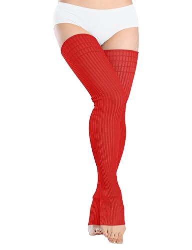 Image of v28 Women Girls Thigh High Long Neon Ribbed Knit Leg Warmers Plus Size Boot Extra Long Large Socks Available in S~3XL