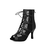 Hixingo Zapatos de Baile Latino Mujer Tacon 8.5 cm, 34-46 Zapatos de Baile Latino Mujer Tacón Bajo Plataforma Cubano Práctica Profesional para Salsa y Bachata, Tango, Fiesta Carnaval (P446 Negro,44)