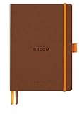 rhodia 117812c - taccuino flessibiie bullet journal goalbook rame - a5 - puntinato dot-240 pagine - carta clairefontaine avorio 90g - 2 segnapagina, chiusura con elastico - copertina simil cuoio