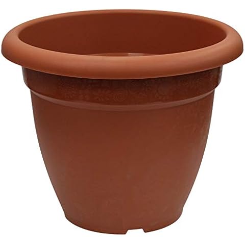 GERI Extra Large 50cm Round Barrel Planter Plastic Plant Pot Flower Planter Terracotta Cover