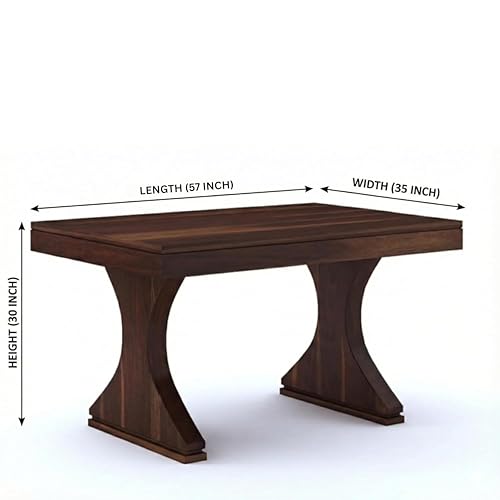 Image of SONA ART & CRAFTS Paan Solid Sheesham Wood 4 Seater Dining Table Set Dining Table with 4 Cushion Chairs Dinner Table Set for Dinning Room Home Hotel and Office (Walnut Finish)