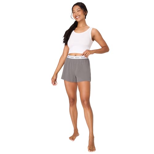 Image of Hanes Womens Originals Pajama Shorts Pack, 2-Pack, Comfywear Pajamas for Women Set, Loungewear Clothing, Sleep Shorts