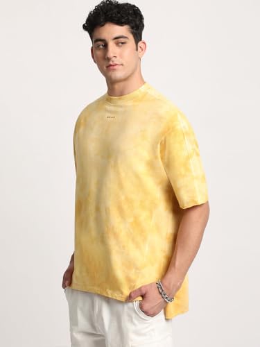 Image of Men Purple Tie and Dye Oversized Fit Round Neck T-Shirt