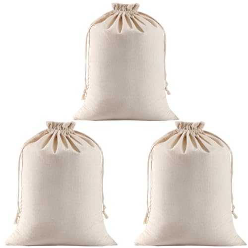 Bolsa de Pan, 3 piezas 30 × 40 cm Bolsa pan Lino, Bolsa Pan Tela con Cordón, Bolsa Pan Reutilizable, Bolsas de almacenamiento de pan, Volsas de Pan de Lino Natural, para Pan Frutas Verduras Nueces