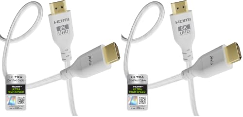 Image of Pixio White 8K HDMI 2.1 Cable Ultra Certified Ultra High Speed 10FT 8K 60Hz 4K 120Hz Nylon Braided Gold Plated Connector Anti-Breakage HDR10+ DTS eARC HDCP Dolby Compatible (Pack of 2)