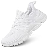 Women's Walking Shoes Lightweight Breathable Mesh Upper Casual Jogging Shoes Ladies Tennis Shoes Workout Footwear Non-Slip Gym Sneakers for Women White