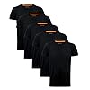 MERISH Set van 5 T-shirts voor heren, katoen, slimfit, ronde hals, zwart, wit, bont, S-5XL, 44