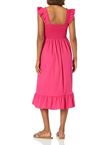 Image of The Drop Womens Kimi Ruffled Shoulder Smocked Midi Dress