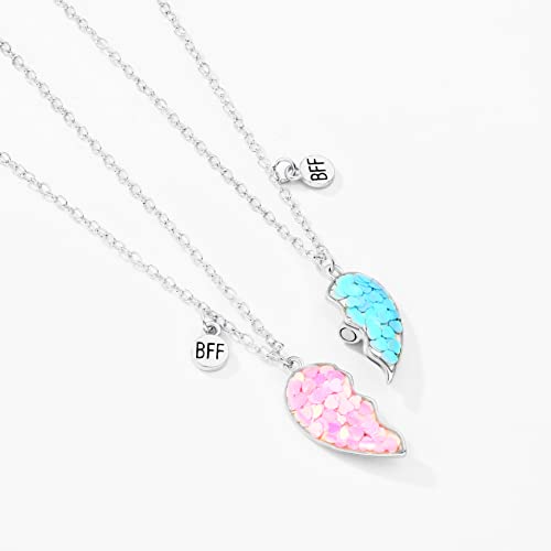 DOYYCA Best Friend Necklace for 2 Girls Magnetic Matching Friendship Necklace Half Heart Pendant BFF Necklaces for Sister3