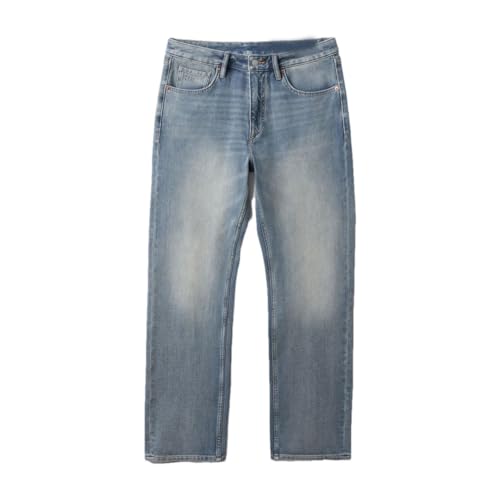 Men's Loose Straight Jeans Elastic Lycra Fabric Denim Trousers Casual Pants