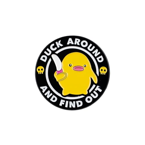 Duck Around and Find Out Duck With Knife Enamel Pin, Sarcastic Duck Rude Humor Badge Brooch, Funny Animal Meme Pin Brooch, Chaotic Goose Humor Lapel Badges, Gag Gift For Sassy Friend Humorous Coworker Animal Lover, Meme Culture Accessories
