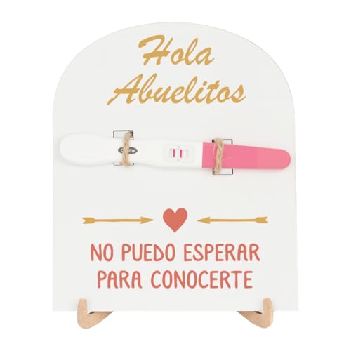 Image of Spanish Hola Abuelitos Pregnancy Announcement, Baby Surprise Announcement Ideas, Pregnancy Reveal To Grandma Grandpa Grandparents Test Keepsake Wooden Sign