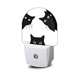 AOWULA Cat Night Light,Black Cat Night Lights Plug into Wall, Dusk to Dawn Sensor LED Lamp 0.5W for Boys/Girls/Women/Men Decorations Room 0.5W Sleep Friendly
