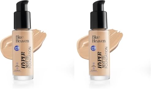 Image of Blue Heaven Hyper Matte Foundation for Face Makeup with SPF 25 PA++, Matte Finish, Light Weight Formula, Medium Coverage for All types of Skin, Cream 301-Honey, 30ml (Pack of 2)