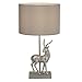 Price comparison product image Silver Stag Vintage Table Lamp Light with Grey Fabric Drum Shade | 425mm Height | 1 x E27 ES Lamp Bulb Required (Not Included) | 3 Pin Plug | in-line Switch | Suitable for LED