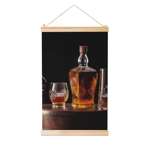 Tableau mural bière whisky de qualité supérieure avec cadre en bois robuste