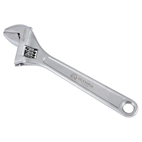 Olympia Tools 8" Adjustable Wrench, Heavy Duty Drop Forged Steel, Chrome Plated, Precision Machined Jaws, Rust Resistant