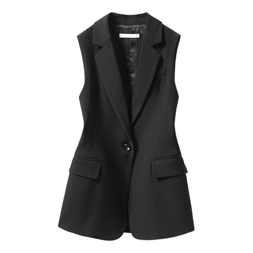 [Povozer] ジレ レディース 春夏 秋冬 ロングベスト 単品 制服 無地 ノースリーブ カーディガン トップス 羽織 前開き 体型カバー 重ね着 大人 おしゃれ きれいめ 上品 フォーマル 通勤 オフィス 事務服 作業 リクルートのサムネイル