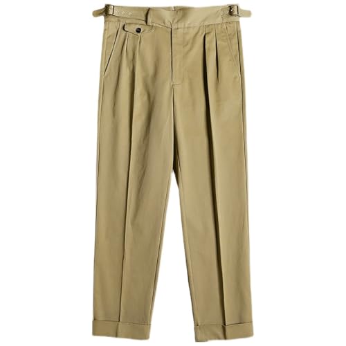 Men's Linen Pants Casual High Waisted Fit Flat Front Dress Pants Office Business Trousers4