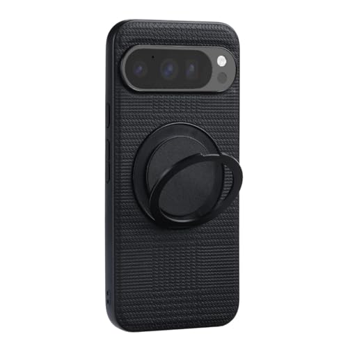 Image of MILLION CASES Back Cover Case for Google Pixel 9 Shockproof Protective Prestige Weave Texture Mag-Safe Kickstand Case for Men & Boys(Black)
