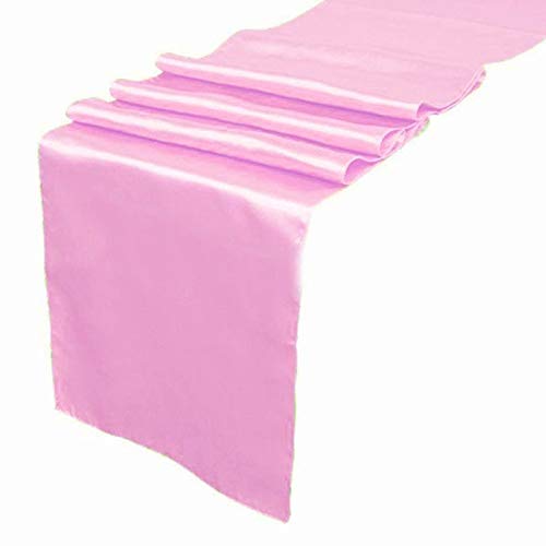 EDecor Pack of 12 Satin Table Runners for Wedding Party Event Banquet Dinning Table Decoration 12 X 108 Inch - Pink