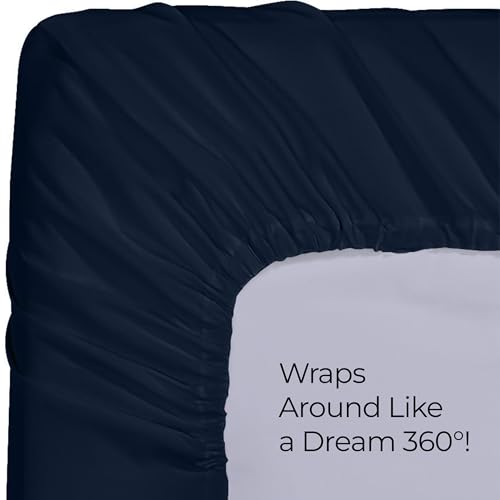 Image of Utopia Bedding Twin Fitted Sheet - Bottom Sheet - Deep Pocket - Soft Microfiber - Shrinkage and Fade Resistant - Easy Care - 1 Fitted Sheet Only (Navy)