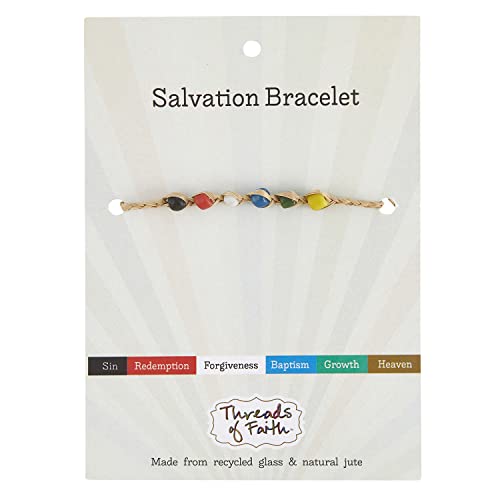 Creative Brands Faithworks-Adjustable Jute and Recycled Glass 8-Inch Bracelet, Salvation2