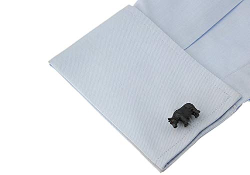 Mancuernillas negras elegantes para hombre KnBoB miniatura 5