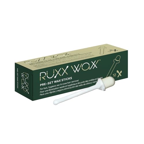 RXX WAXX Ear & Nose Hair Removal Wax Sticks (12 Count) Individually Wrapped Pre-Coated Wax Applicators for Men & Women No-Mess Nasal & Ear Grooming Kit Heat with Hair Dryer