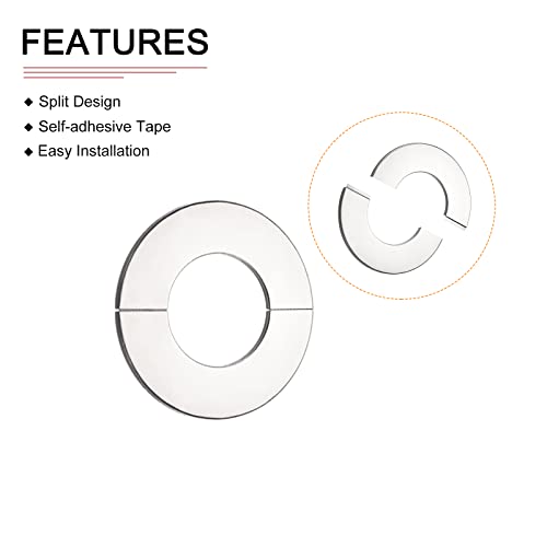 DTGN 66x6mm(DxT) Wall Split Flange, 4Pack, Good for Bathroom Kitchen 28mm Dia Pipe, Stainless Steel Round Escutcheon Plate - Image 3