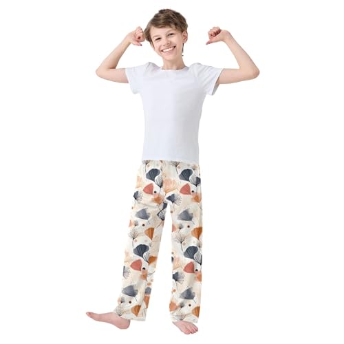 Ginkgo Leaf Long Pajama Pants Elastic Waist PJ Bottoms with Pockets S A1105753