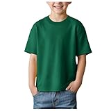 子供服 Tシャツ キッズ 夏服 通気性 薄手 カットソー 吸汗速乾 快適 ティーシャツ 男児 ゆったり 半袖ブラウス Tシャツ 体操着 カジュアル ゆったり 着回し 上品 ファション 小学生から幼稚園児まで対応 春夏 お出かけ 旅行(120,ダークグリーン)
