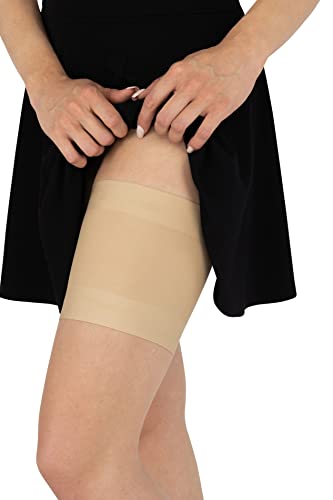 LORES Anti-Scheuer-Oberschenkelbänder für Damen verhindern das Reiben der Oberschenkel aus Satin, Natural S