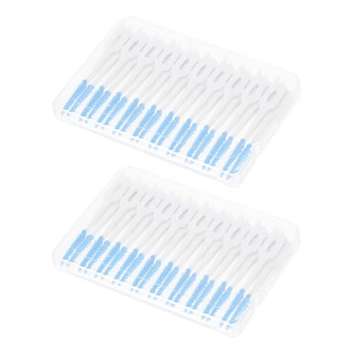 FOMIYES 80pcs Interdental Brush for Braces Blue 40pcs/Box Elastic Gum Massager Interdental Brush Toothpicks Oral Care Tools Cleaning Tools for Interdental