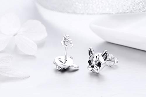 Clous d'oreilles bouledogue français en argent 925 - 4
