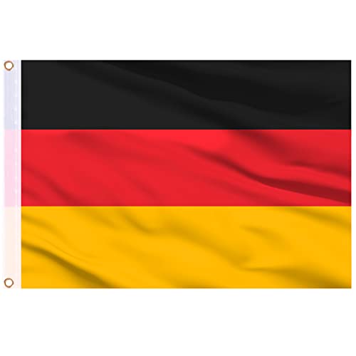AhfuLife Deutschland Flagge 90 x 150 cm, 1/2/4 Stück Deutsche Fahne Leuchtenden Farben mit Messing-Ösen, Deutschland Fahne für 2022 WM Fußball Party Deko Balkon Garten Draußen und Drinnen Cover