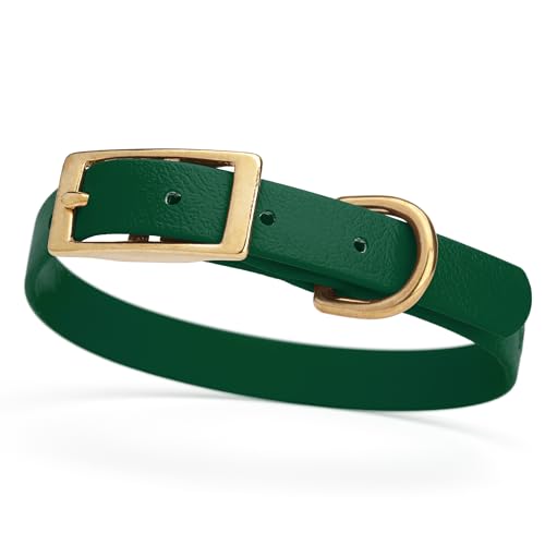 Image of Viper Biothane Heavy Duty Waterproof Dog Collar Strong Coated Nylon Webbing w /Solid Brass Hardware Odor-Proof Easy to Clean High Performance Fits Small Medium or Large Dogs, Hunter Green