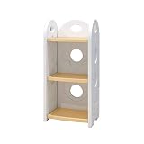 LUKEO 3 Tiers Wood-Plastic Composites Storage Shelf - Bookcase, White
