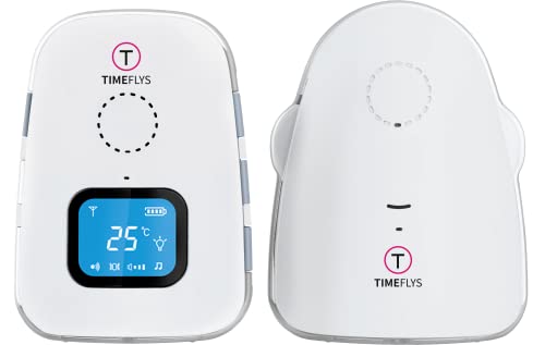 Audio Baby Monitor Crown TimeFlys,Monitoraggio della temperatura, Vibrazione, Ninne nanne, Batteria ricaricabile, Conversazione bidirezionale, Connessione USB, Zero Emissioni in modalità notturna,
