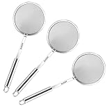 Skimmer Spoon with Handle, 3 Pcs 3.9 Inch Diameter Stainless Steel 100 Meshes Skimmer Spoon for Hot Pot Foam and Grease (medium)