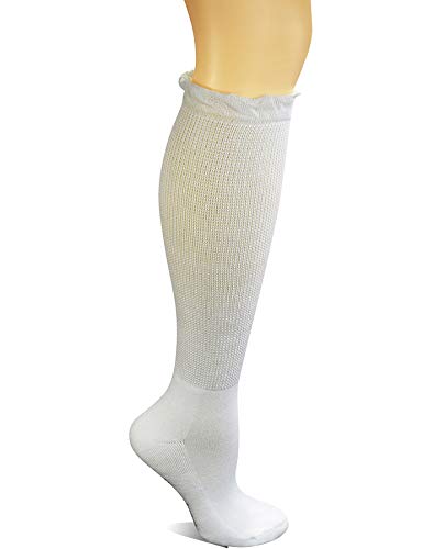 Yomandamor Women's Non-binding Lace Bamboo Knee-Hi Boot Diabetic Socks with Seamless Toe,4 Pairs