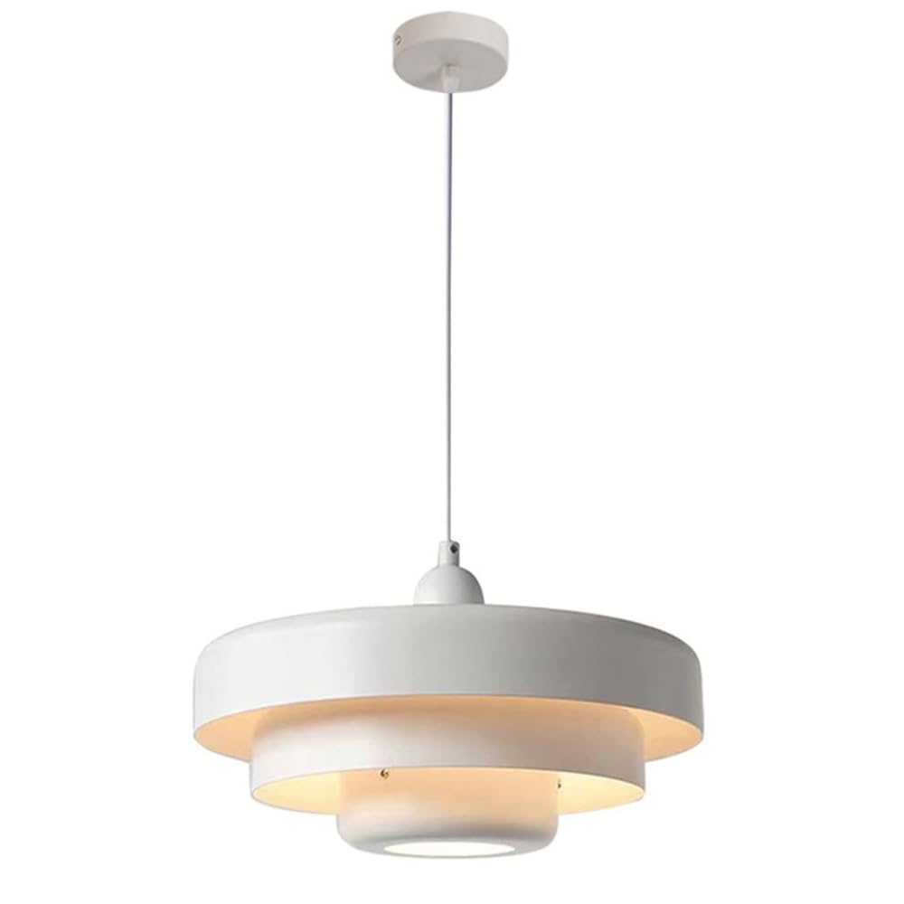 LYMSXAZOU Nordic Metal Pendant Light, Mid Century Modern Light Fixtures, 3-Layer Design, 13.7 inch Vintage Chandelier Ceiling for Living Room, Hallway, Fixtures (Orange)(Color:Wh