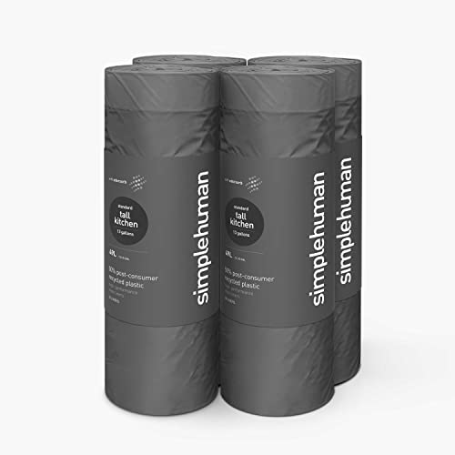Image of simplehuman 50% Post-Consumer Recycled Odorsorb Tall Kitchen Drawstring Trash Bags, 13 Gal, 80 Count