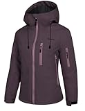 GEMYSE Damen Skijacke mit Integrierten Schultergurten Warme Winterjacke Wasserdicht Winddicht und Atmungsaktiv Schneejacke für Aktivitäten im Freien(Morgenviolett,M)