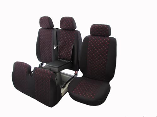 AVITON 2 + 1 fundas de asiento diseñadas para Mercedes Sprinter Volkswagen Crafter 2006-2018 Velour RED LHD