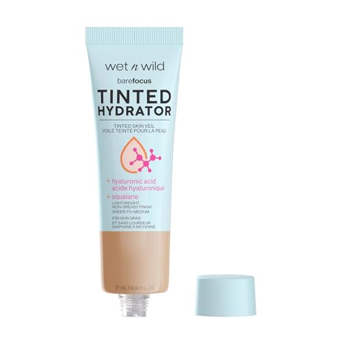 Wet n Wild Bare Focus Tinted Hydrator-Medium Tan Cream Moisturiser For Glowing Skin, Buildable Sheer-Coverage, Semi-Matte Finish, Hyaluronic Acid & Vegan Squalane Enriched Formula Cruelty Free-27 Ml